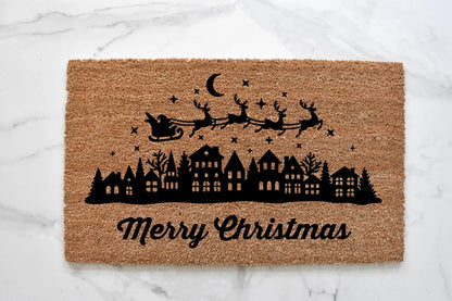 Merry Christmas Village Doormat