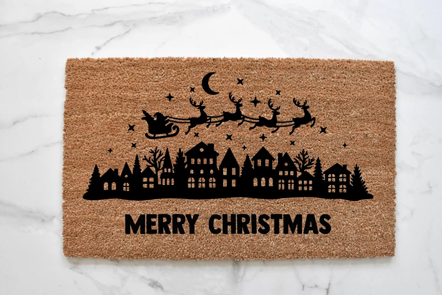 Merry Christmas Village Doormat