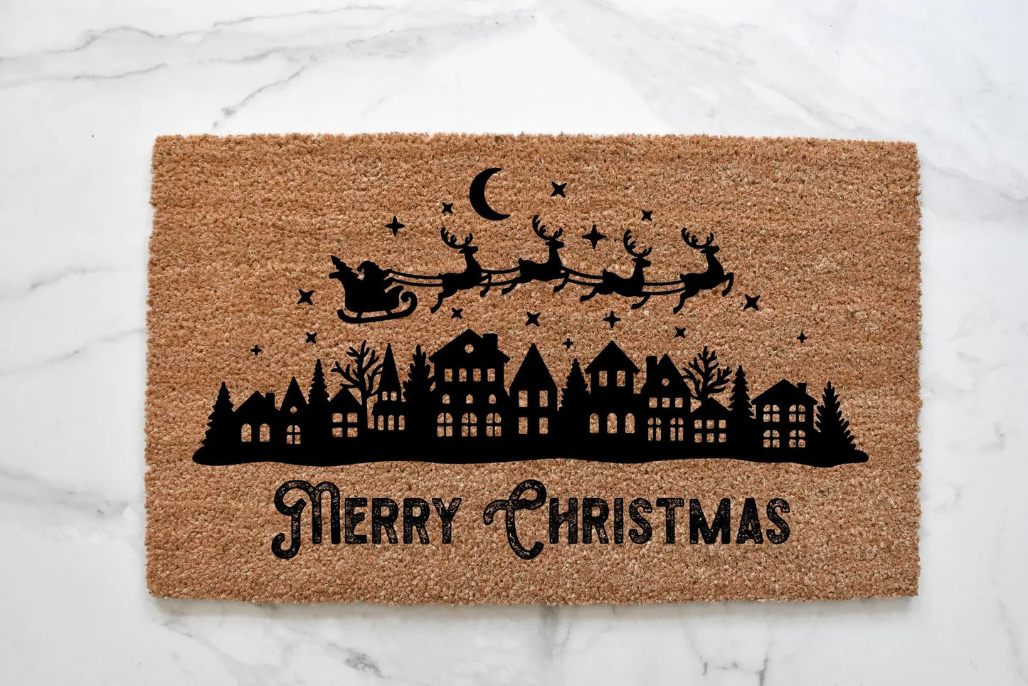 Merry Christmas Village Doormat