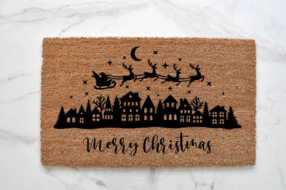Merry Christmas Village Doormat