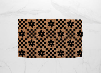 Checkered Flower Doormat