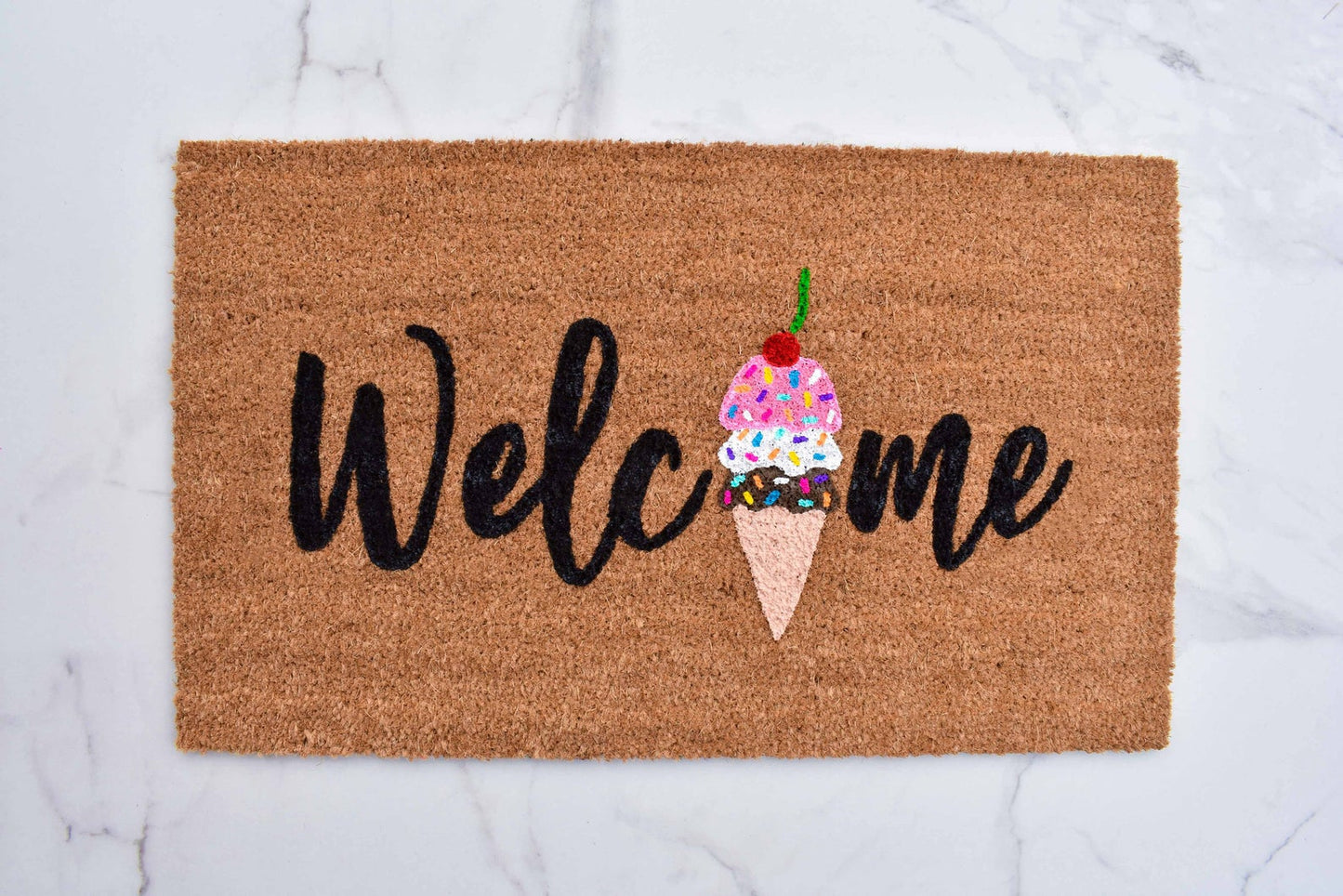 Welcome + Ice Cream Cone Doormat