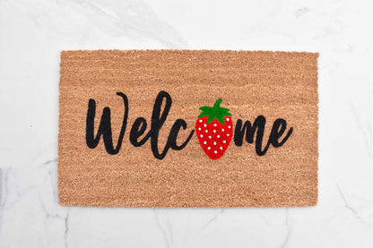 Welcome + Strawberry Doormat