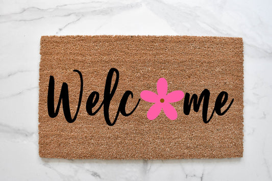 Welcome + Flower Doormat