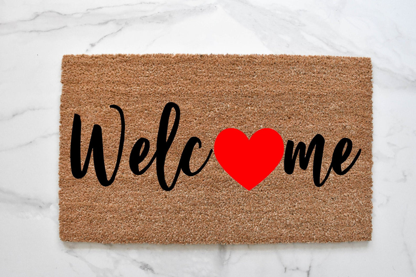Welcome + Heart Doormat