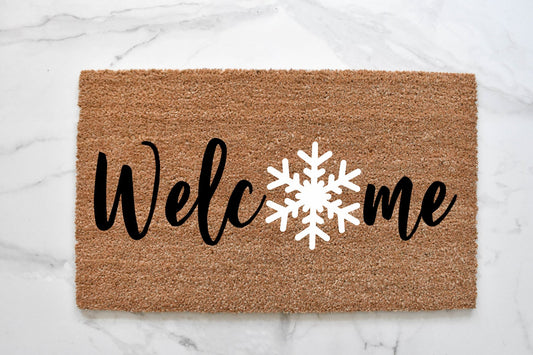 Welcome + Snowflake Doormat
