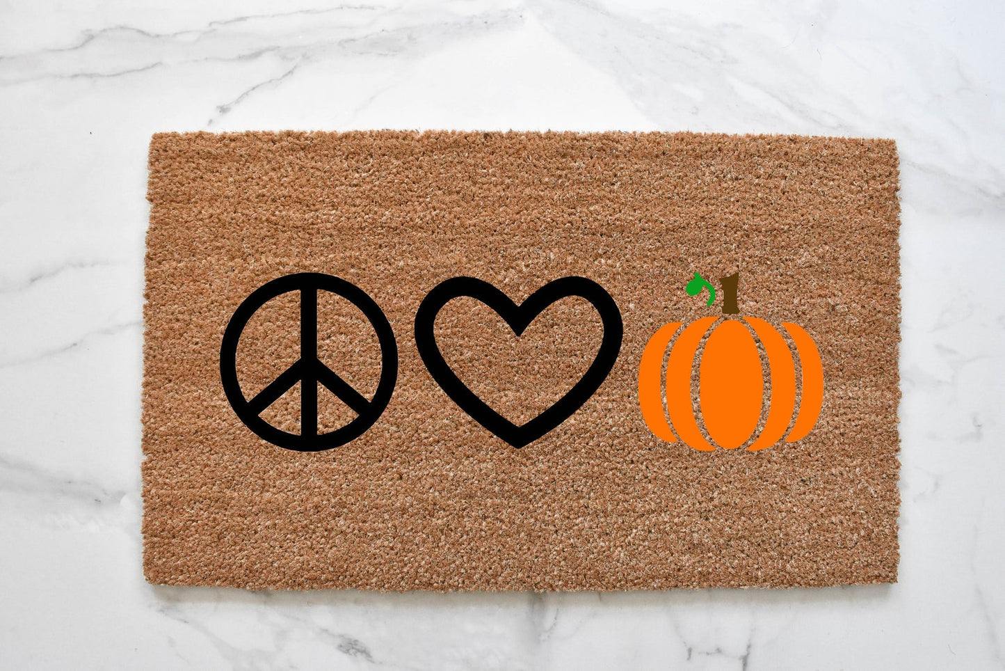 Peace Love Pumpkin Doormat