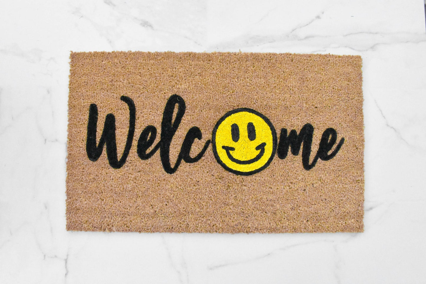Welcome + Smiley Face Doormat