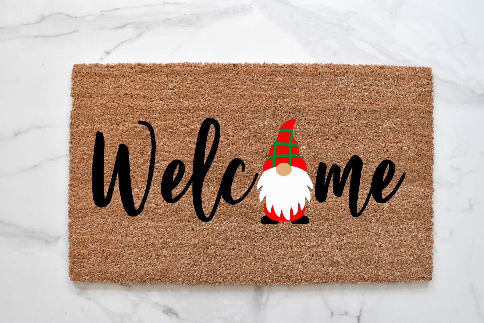 Welcome + Christmas Gnome Doormat – blackandwheatco