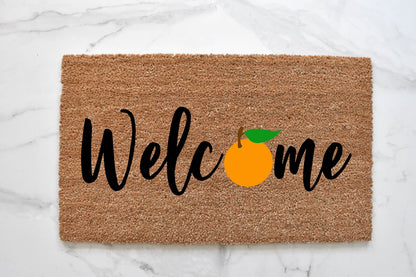 Welcome + Orange Doormat