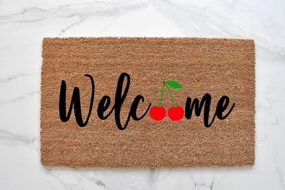 Welcome + Cherry Doormat