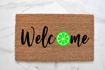 Welcome + Lime Doormat