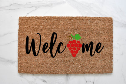 Welcome + Grapes Doormat
