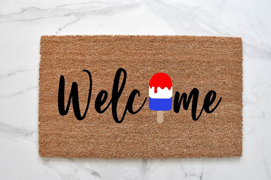 Welcome + USA Popsicle Doormat