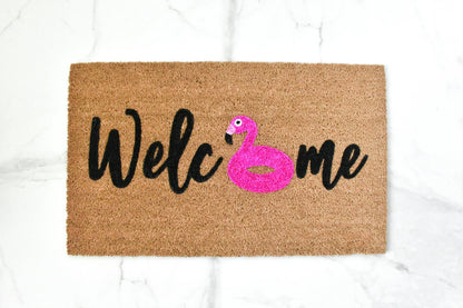 Welcome + Flamingo Doormat