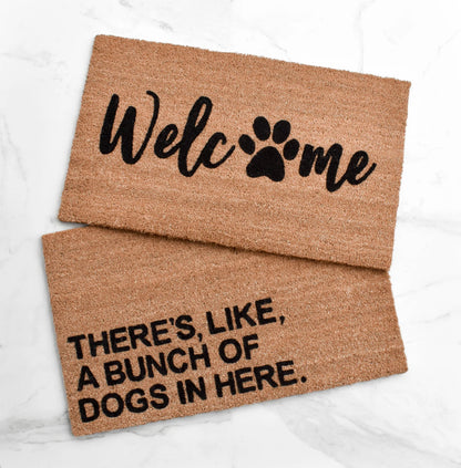 Welcome + Paw Print Doormat