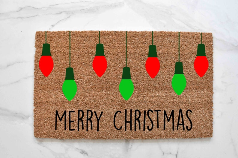 Merry Christmas + Lights Doormat