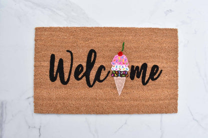Welcome + Ice Cream Cone Doormat