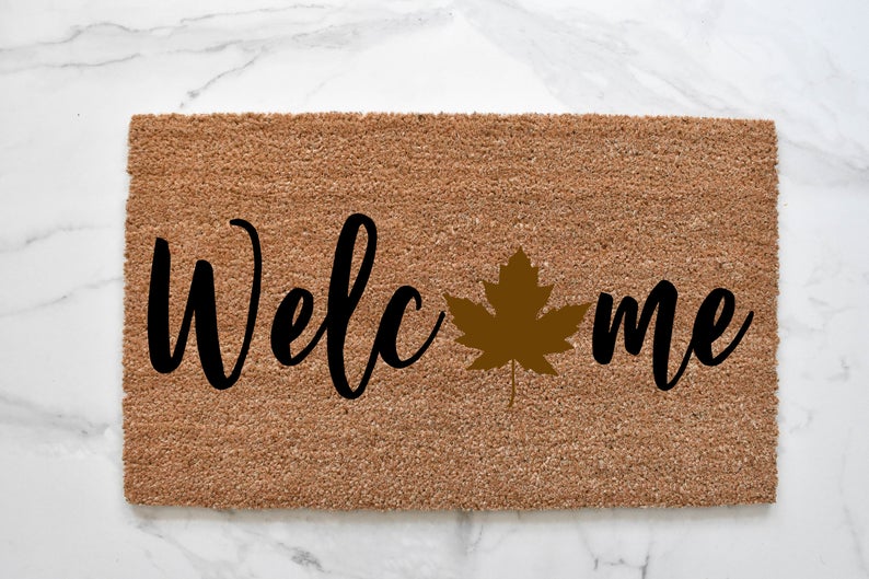 Welcome + Leaf Doormat