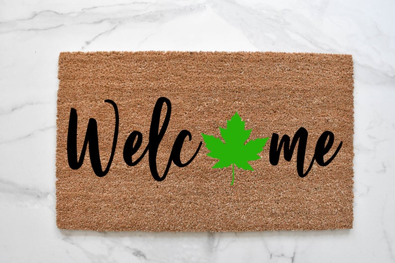 Welcome + Leaf Doormat