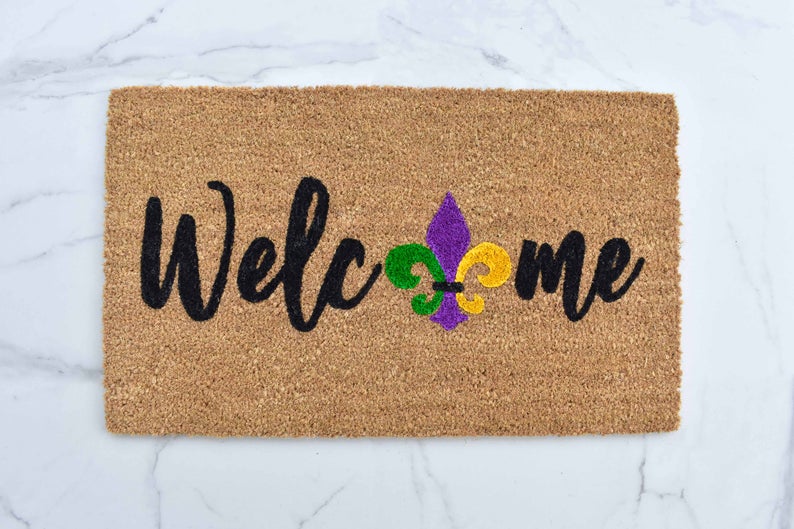 Welcome + Fleur De Lis Doormat