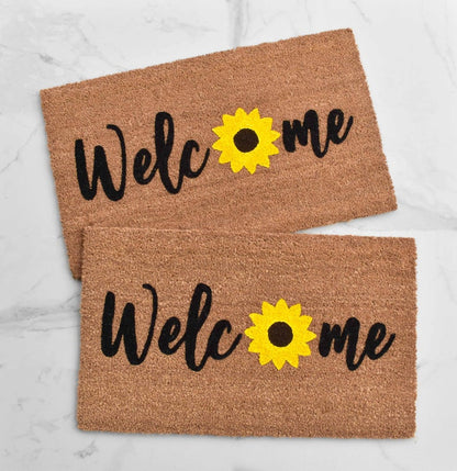 Welcome + Sunflower Doormat