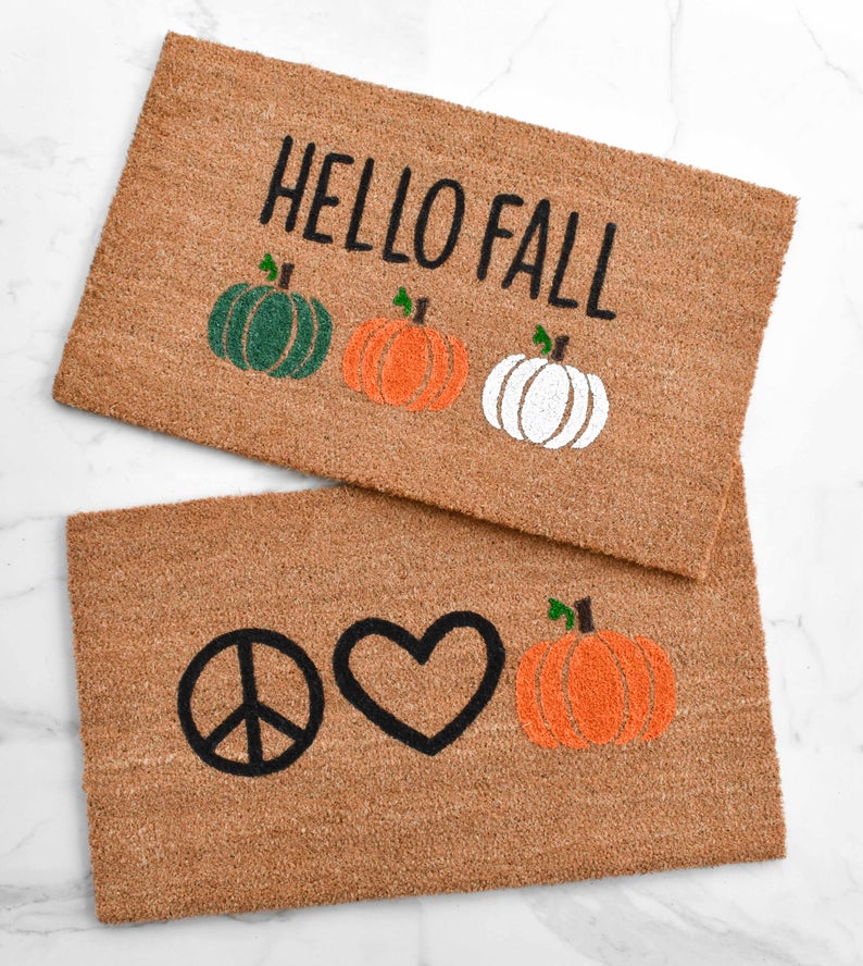 Peace Love Pumpkin Doormat