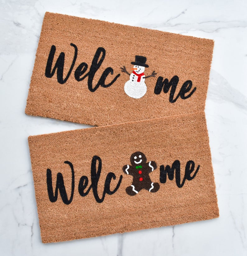 Welcome + Gingerbread Man Doormat