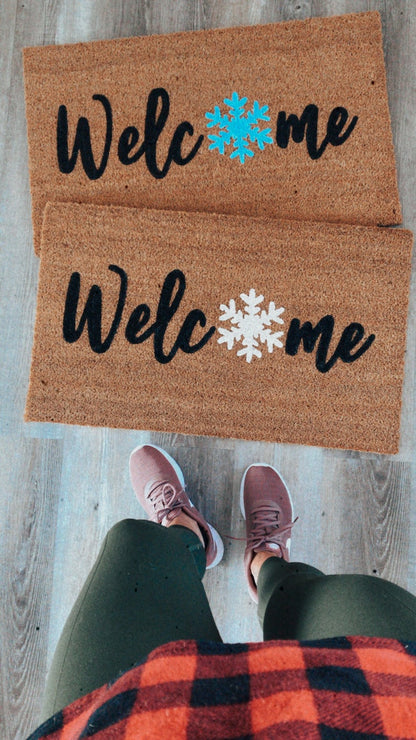 Welcome + Snowflake Doormat