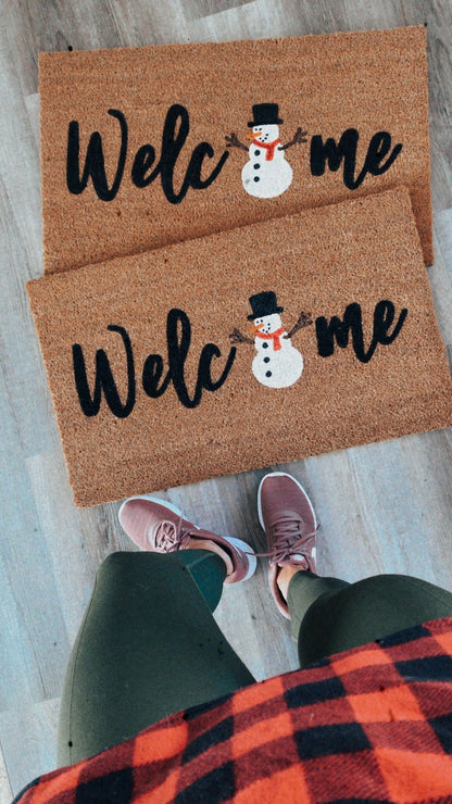 Welcome + Snowman Doormat