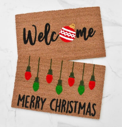 Merry Christmas + Lights Doormat