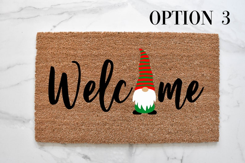 Welcome + Christmas Gnome Doormat