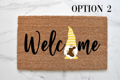 Welcome + Easter Gnome Doormat