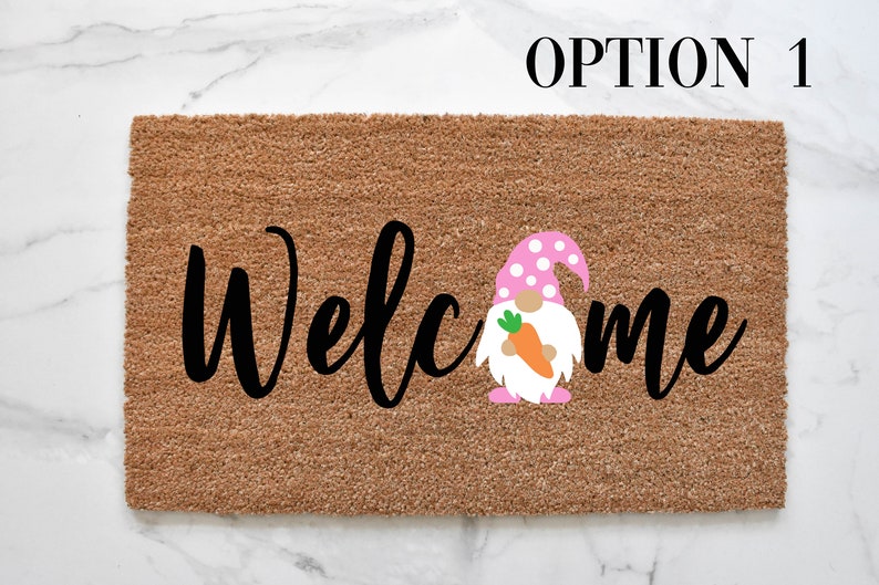 Welcome + Easter Gnome Doormat