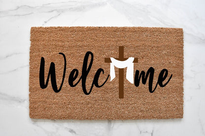 Welcome + Cross Doormat