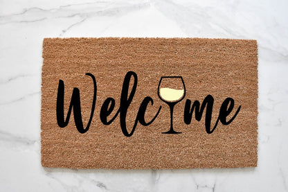 Welcome + Wine Doormat